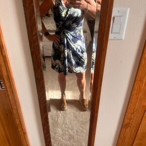 Tommy Bahama Navy Floral Twist-Front Mini Dress XS